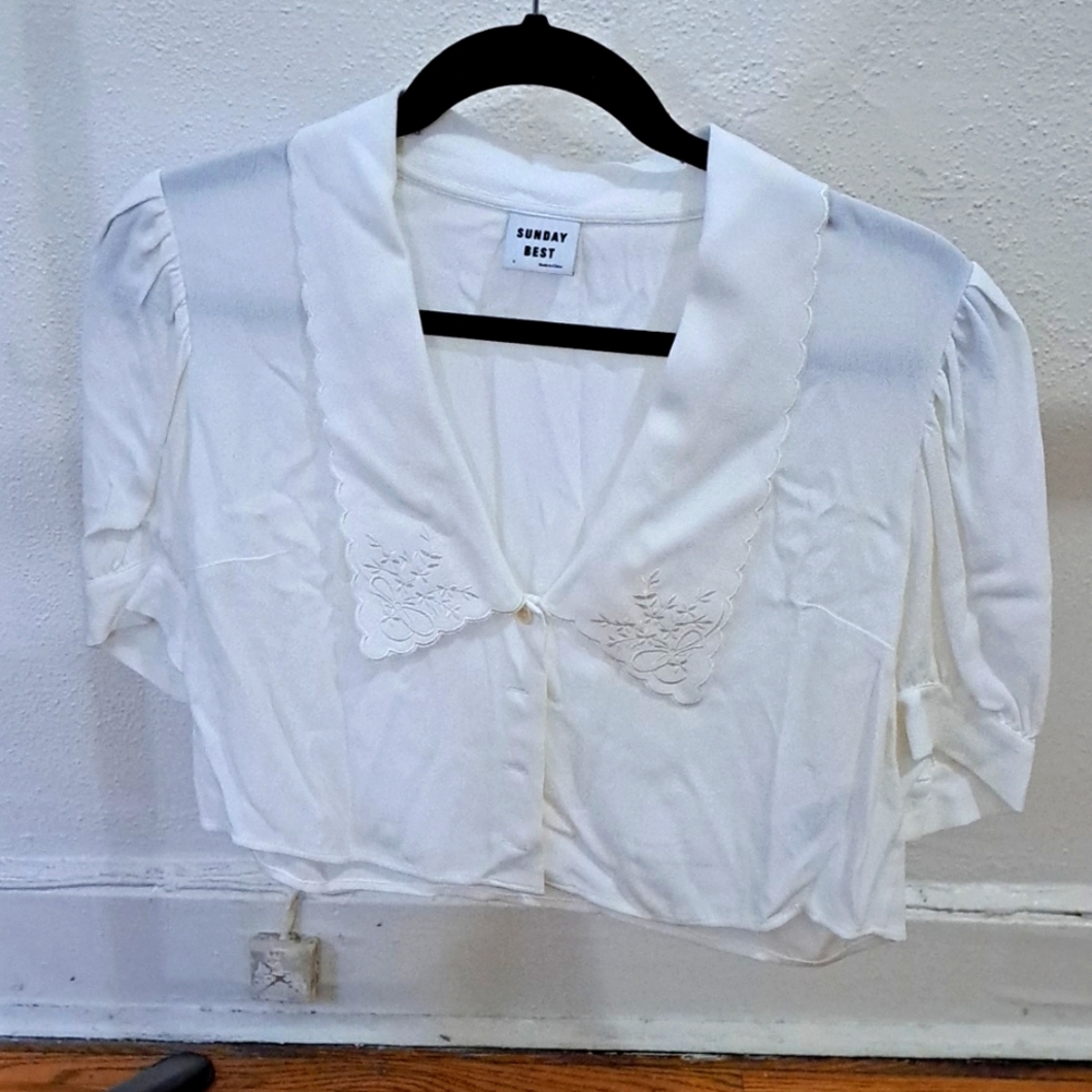Sunday Best puff sleeve prairie cropped blouse